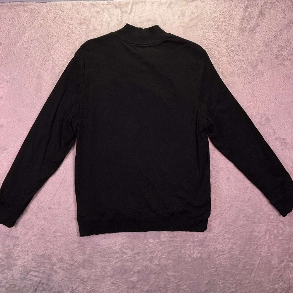 Banana Republic Mens Bomber Jacket Sz L Black Luxe Touch Performance Full‎ Zip